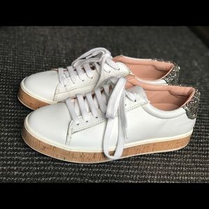 Kate Spade White Glitter Cork Sneaker